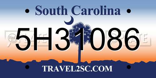 5H31086 South Carolina License Plate