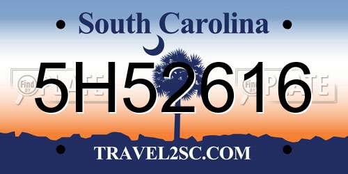 5H52616 South Carolina License Plate