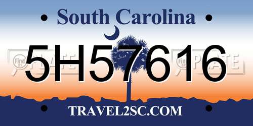 5H57616 South Carolina License Plate