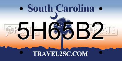 5H65B2 South Carolina License Plate