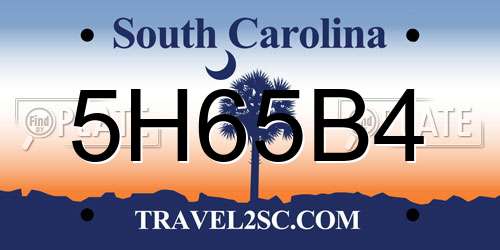 5H65B4 South Carolina License Plate