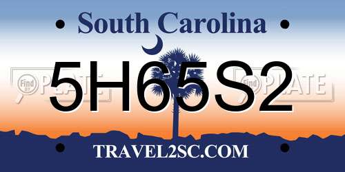 5H65S2 South Carolina License Plate