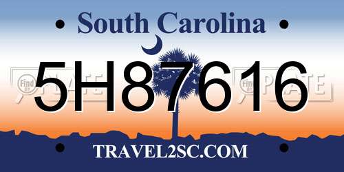 5H87616 South Carolina License Plate