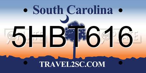 5HBT616 South Carolina License Plate