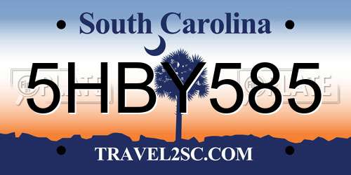 5HBY585 South Carolina License Plate