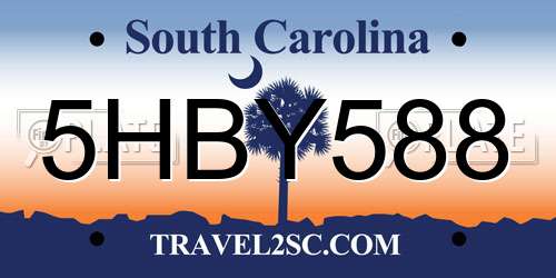 5HBY588 South Carolina License Plate