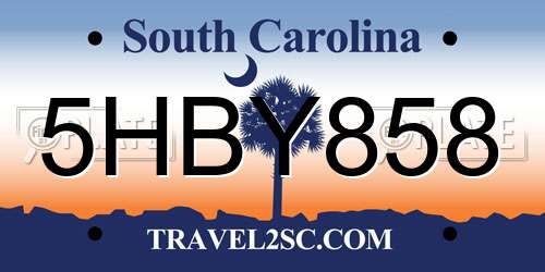 5HBY858 South Carolina License Plate