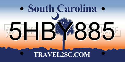 5HBY885 South Carolina License Plate