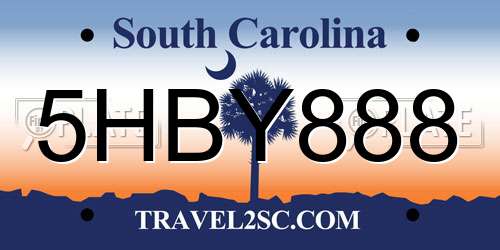 5HBY888 South Carolina License Plate