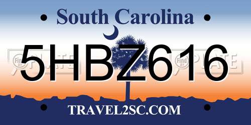 5HBZ616 South Carolina License Plate