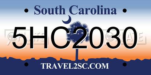 5HC2030 South Carolina License Plate
