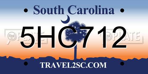 5HC712 South Carolina License Plate