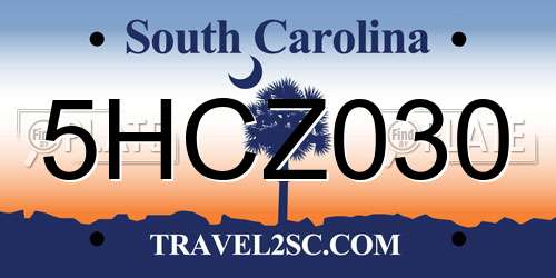5HCZ030 South Carolina License Plate