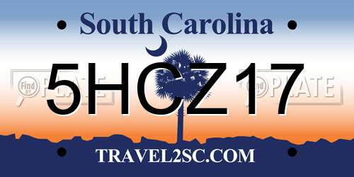 5HCZ17 South Carolina License Plate