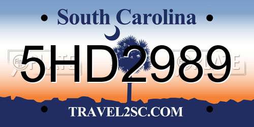 5HD2989 South Carolina License Plate
