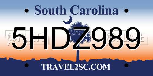 5HDZ989 South Carolina License Plate