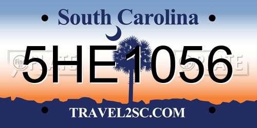 5HE1056 South Carolina License Plate