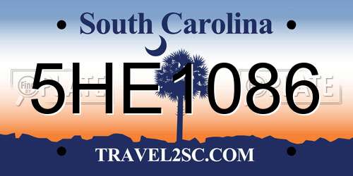 5HE1086 South Carolina License Plate