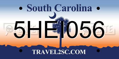 5HEI056 South Carolina License Plate