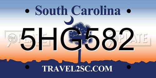5HG582 South Carolina License Plate