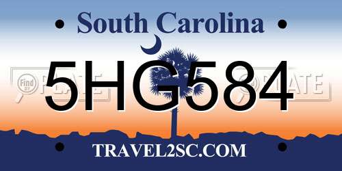5HG584 South Carolina License Plate