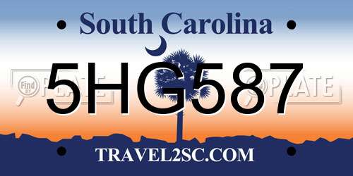 5HG587 South Carolina License Plate
