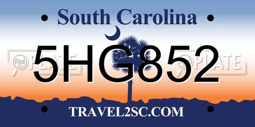 5HG852 South Carolina License Plate