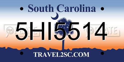 5HI5514 South Carolina License Plate