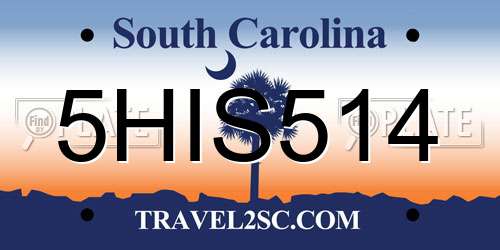 5HIS514 South Carolina License Plate