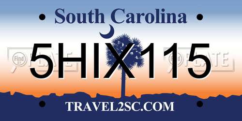 5HIX115 South Carolina License Plate