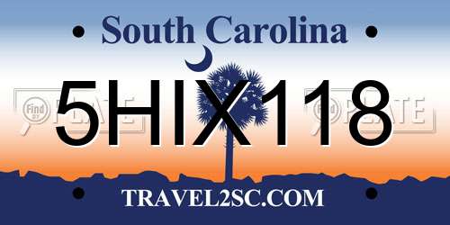 5HIX118 South Carolina License Plate
