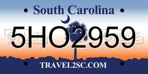5HO2959 South Carolina License Plate