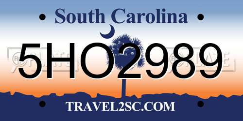 5HO2989 South Carolina License Plate