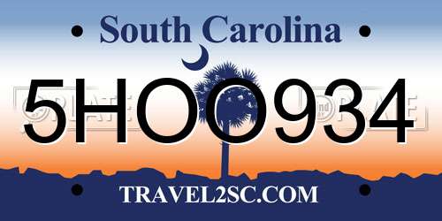5HOO934 South Carolina License Plate