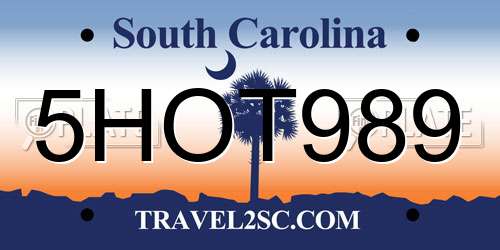 5HOT989 South Carolina License Plate