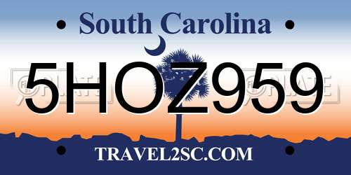 5HOZ959 South Carolina License Plate
