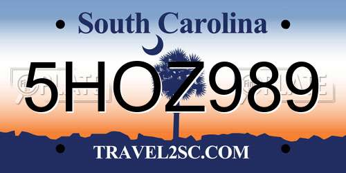 5HOZ989 South Carolina License Plate