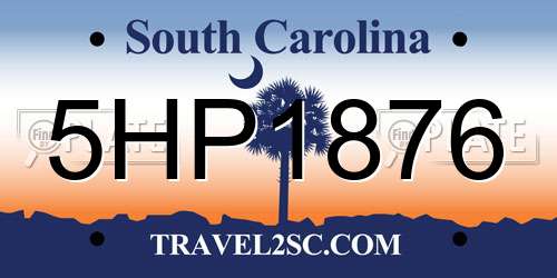 5HP1876 South Carolina License Plate