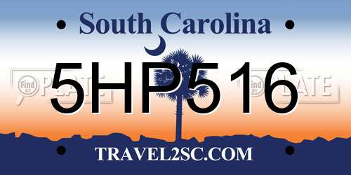 5HP516 South Carolina License Plate