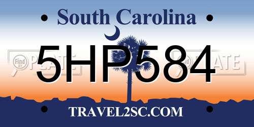 5HP584 South Carolina License Plate