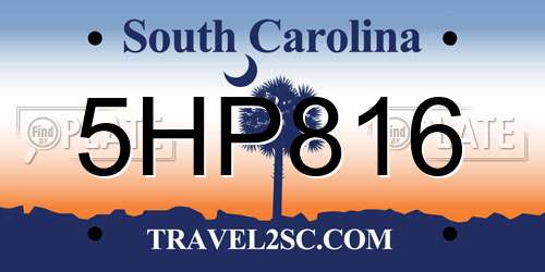 5HP816 South Carolina License Plate