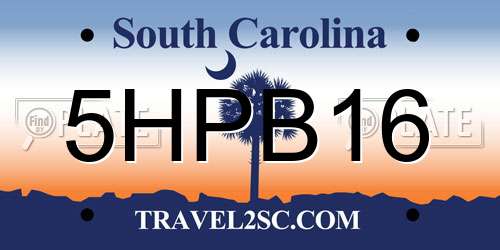 5HPB16 South Carolina License Plate