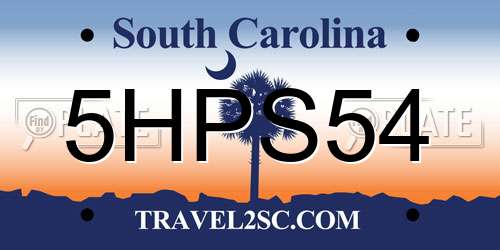 5HPS54 South Carolina License Plate