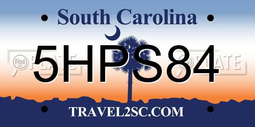5HPS84 South Carolina License Plate