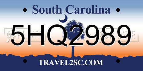 5HQ2989 South Carolina License Plate