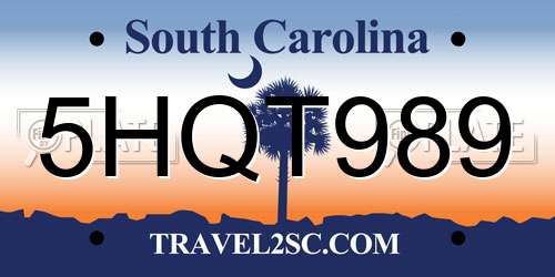 5HQT989 South Carolina License Plate