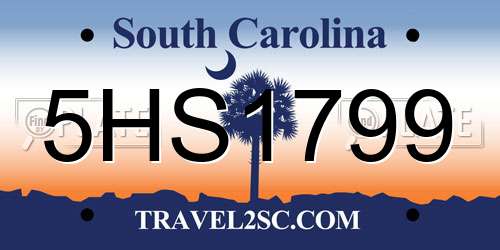 5HS1799 South Carolina License Plate