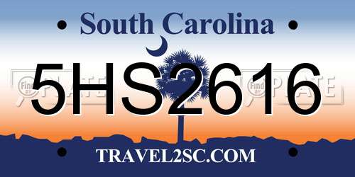 5HS2616 South Carolina License Plate