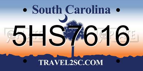 5HS7616 South Carolina License Plate
