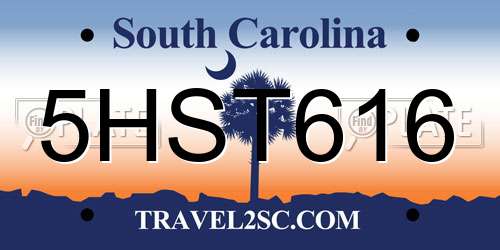5HST616 South Carolina License Plate